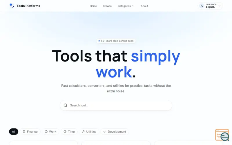 Screenshot of Tools Platforms
