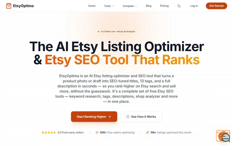 Screenshot of Etsy Optima