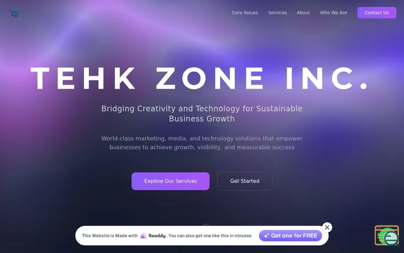 Screenshot of Tehk Zone Inc.