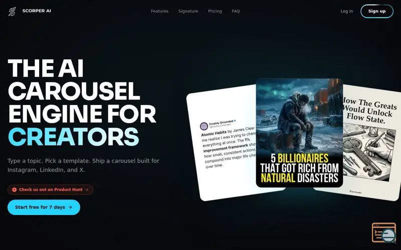 Screenshot of Scorper: AI Carousel Generator