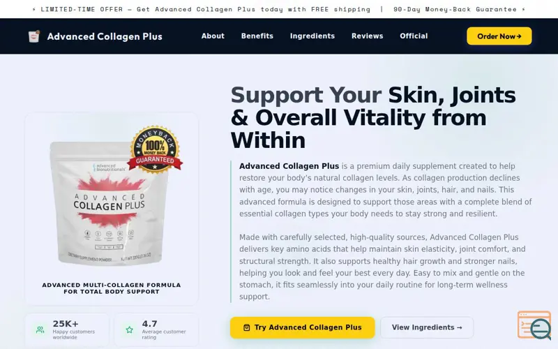Screenshot of Advance Collagen Plus