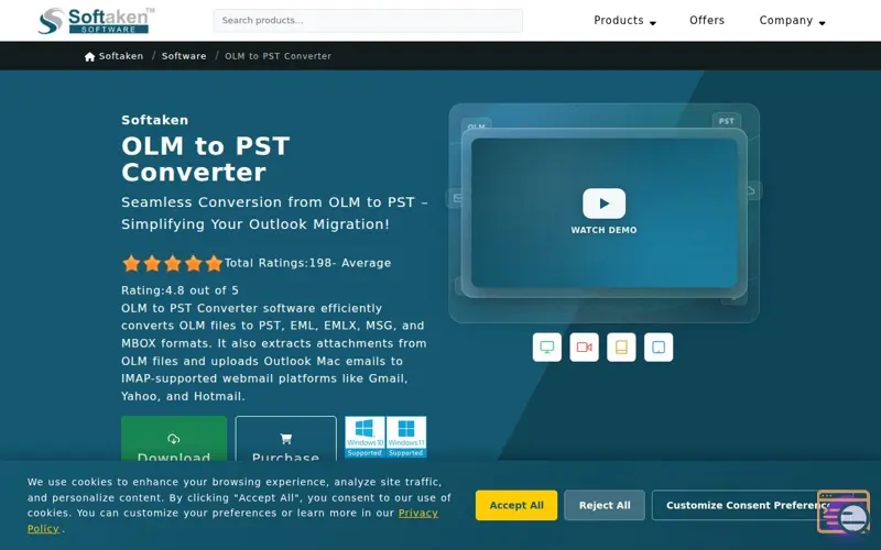 Screenshot of Softaken OLM to PST Converter