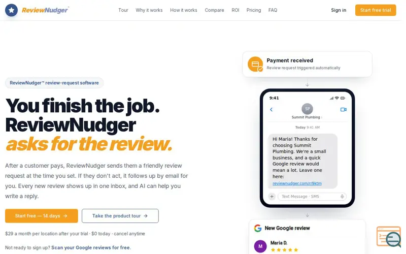 Screenshot of ReviewNudger