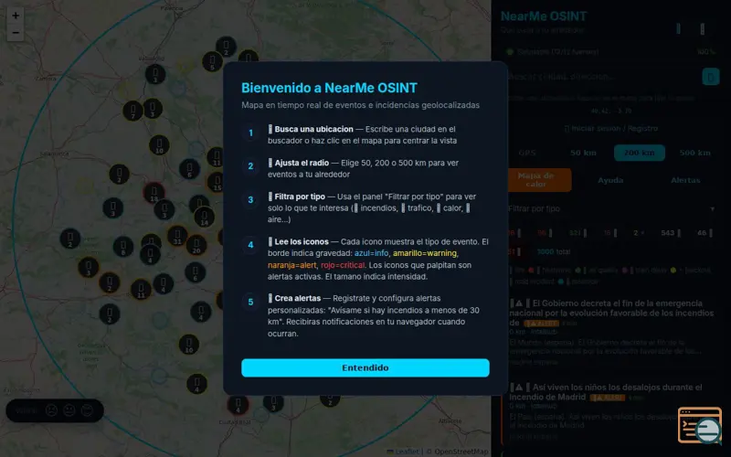 Screenshot of NearMe OSINT 