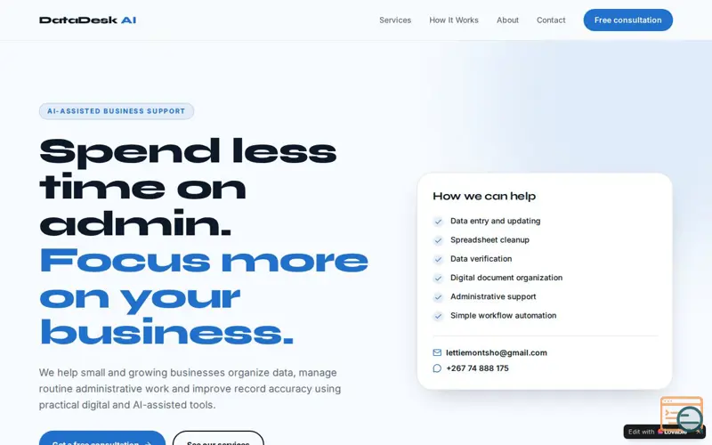 Screenshot of DataDesk AI Solutions 