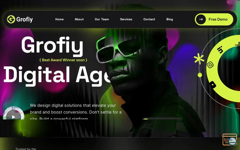 Screenshot of Grofiy Digital, a launch using DNSPark India