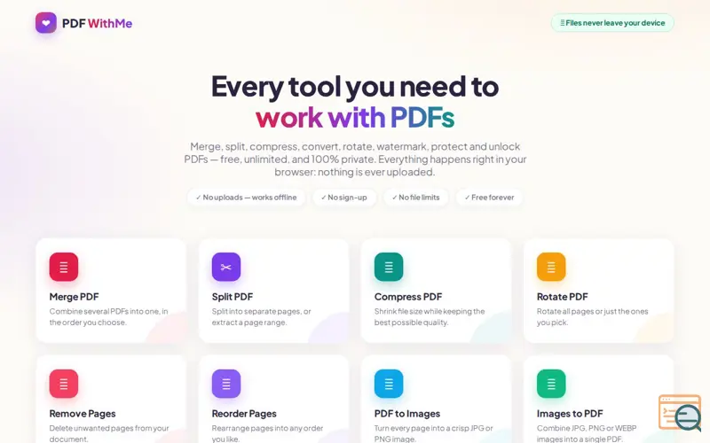 Screenshot of PDF WithMe, a launch using PDF.js