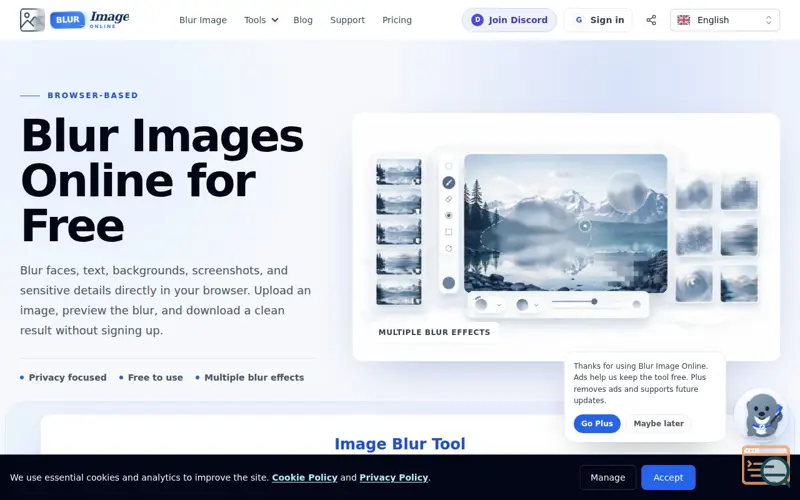 Screenshot of Free Blur Image Online