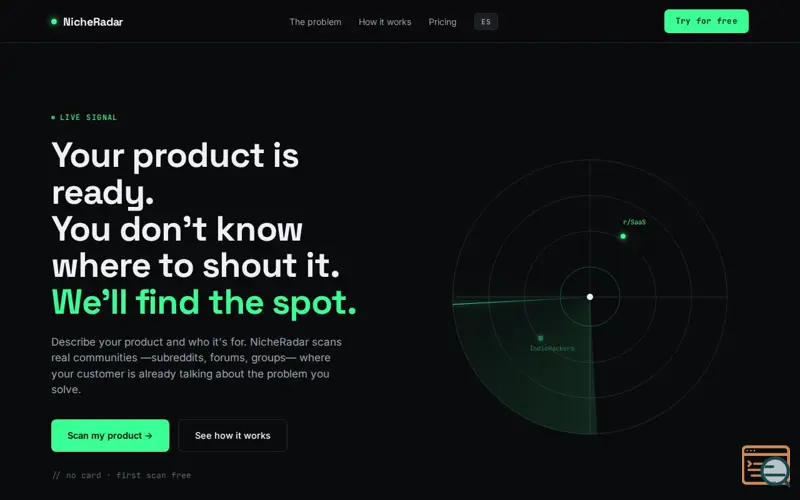 Screenshot of NicheRadar