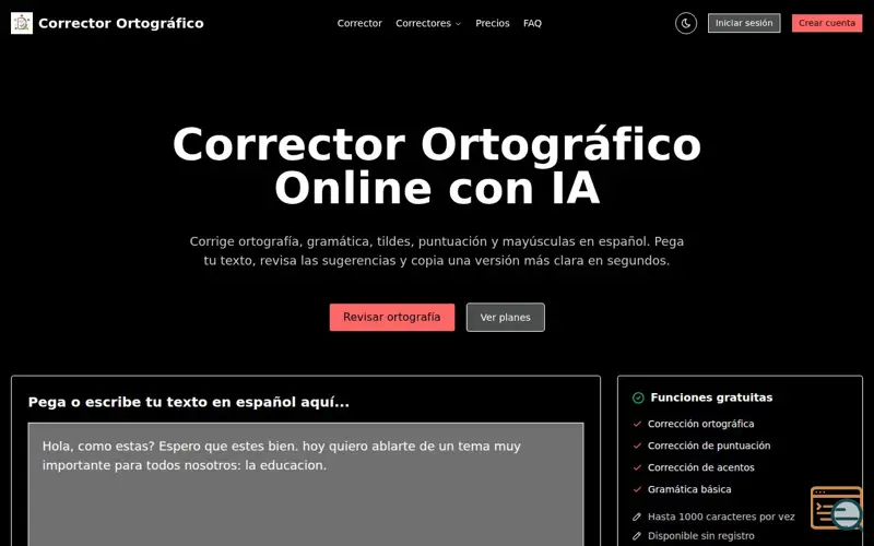 Screenshot of Corrector Ortográfico