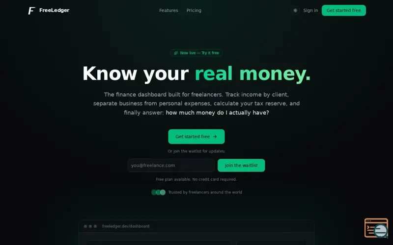Screenshot of FreeLedger