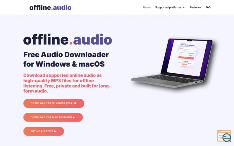 Screenshot of offline.audio