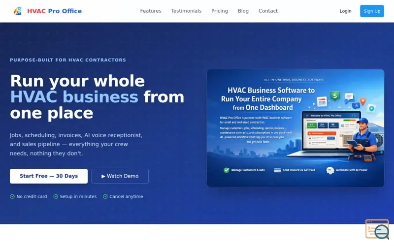 Screenshot of HVAC Pro Office