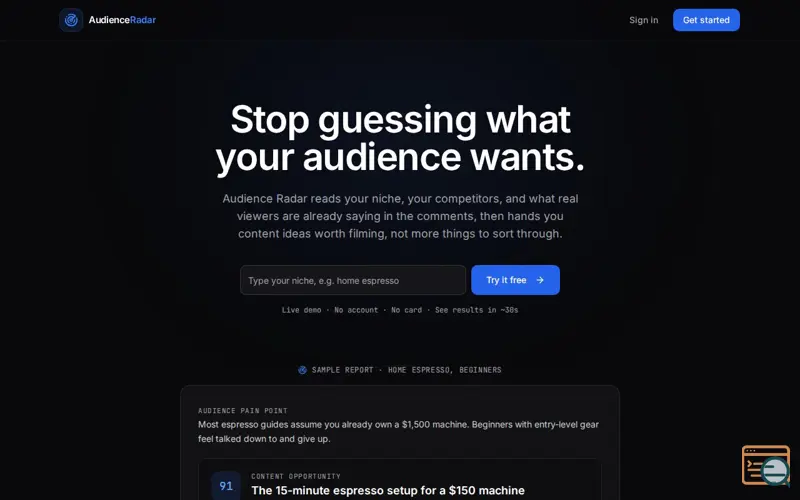 Screenshot of Audience Radar