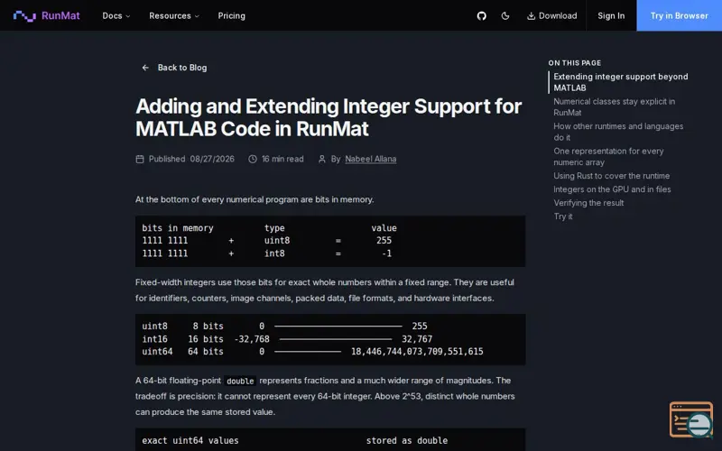 Screenshot of Runmat