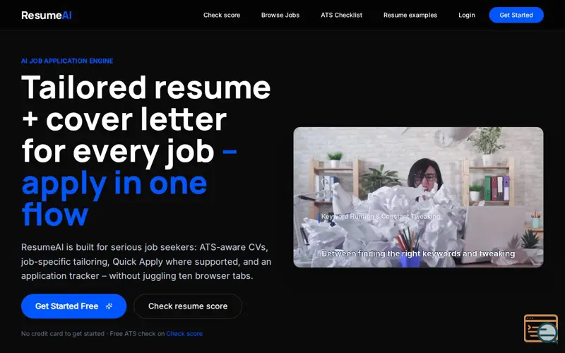 Screenshot of ResumeAI – AI Job Application Copilot