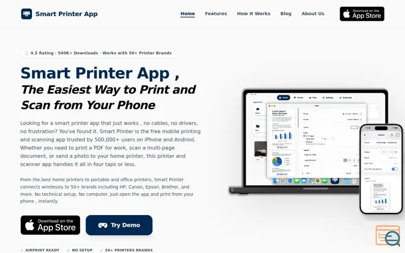 Screenshot of Smart Printer App