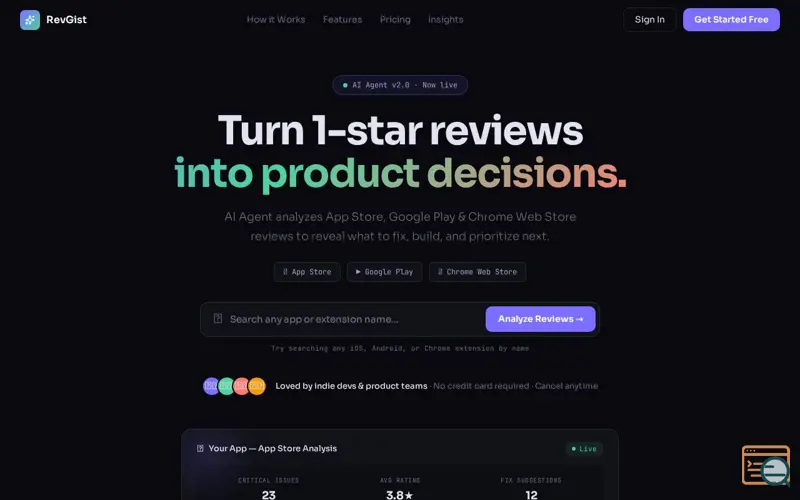 Screenshot of Turn bad reviews into product decisions
