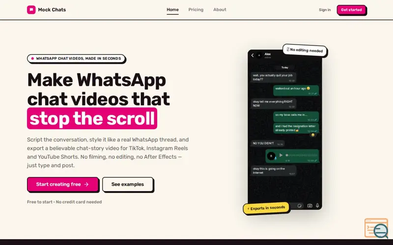 Screenshot of Mock Chats