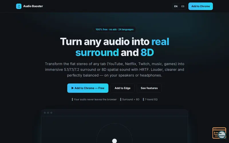Screenshot of Audio extension Chrome & Edge extension