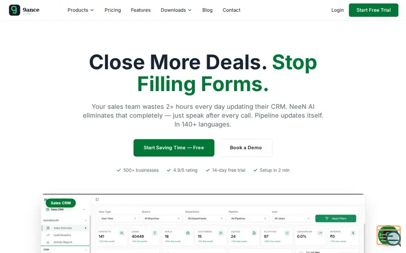 Screenshot of NeeN AI CRM