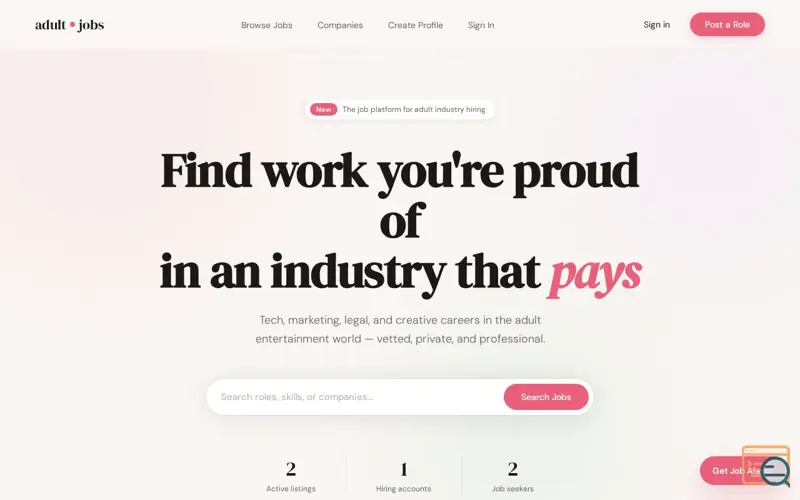Screenshot of AdultJobs
