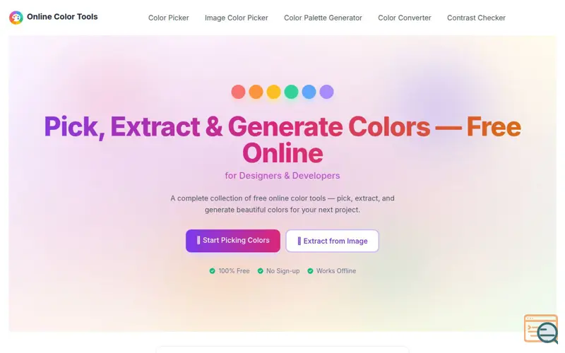 Screenshot of Free Online Color Tools for Designers
