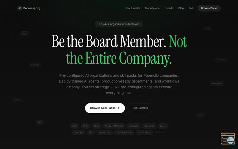 Screenshot of PaperclipOrg
