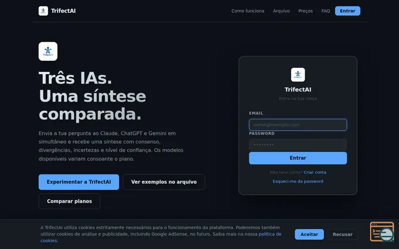 Screenshot of TrifectAI, a launch using Host Redirect