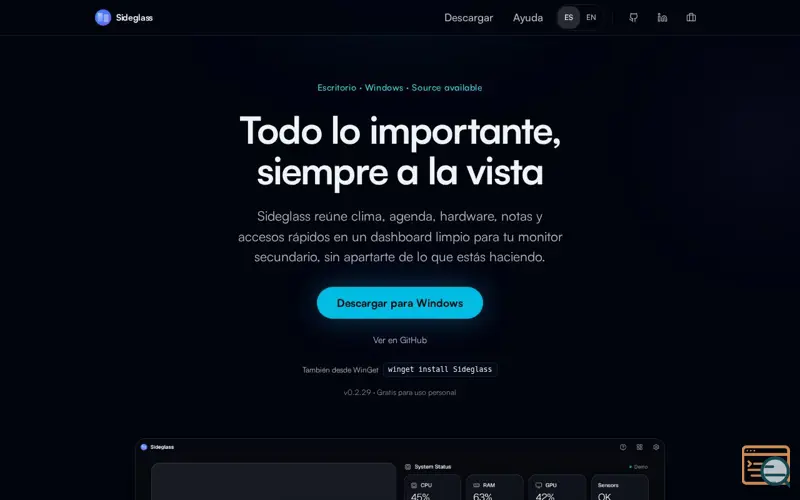 Screenshot of Sideglass