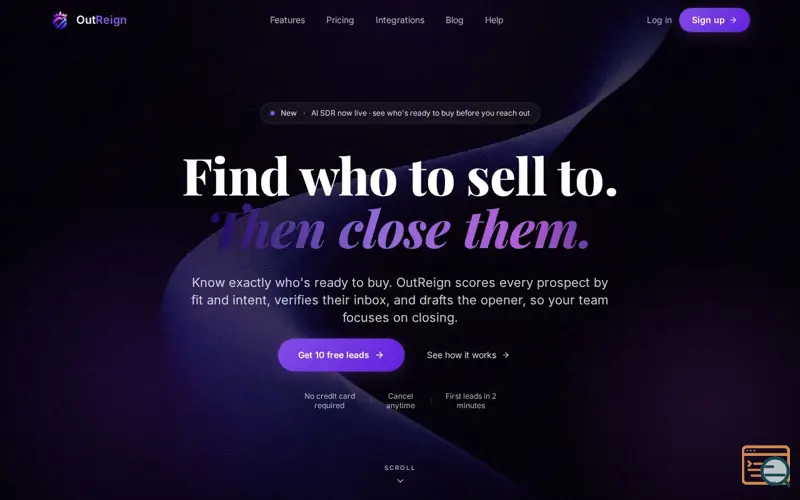 Screenshot of OutReign.io