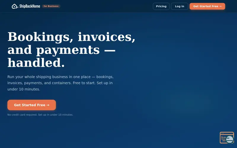 Screenshot of ShipBackHome