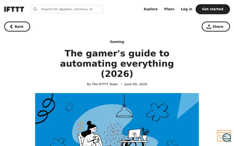 Screenshot of Gaming services by IFTTT, a launch using Embedly