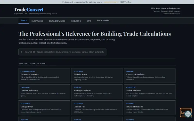 Screenshot of TradeConvert
