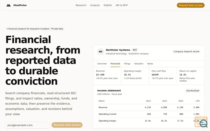 Screenshot of MoatPulse