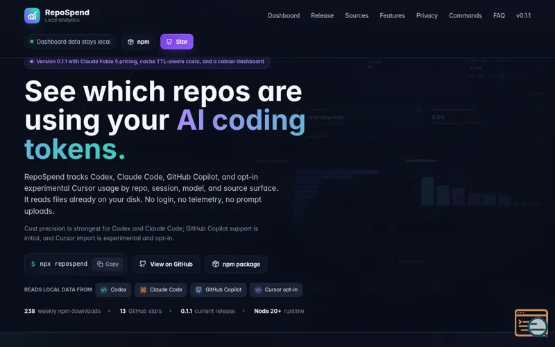 Screenshot of RepoSpend