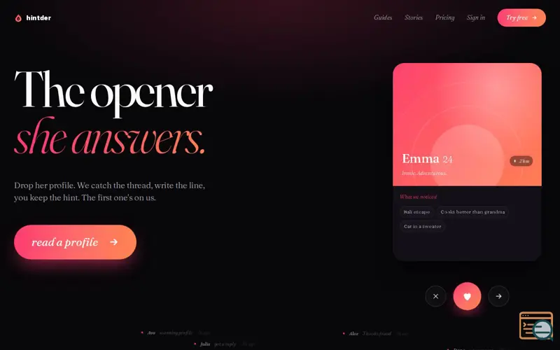Screenshot of Hintder