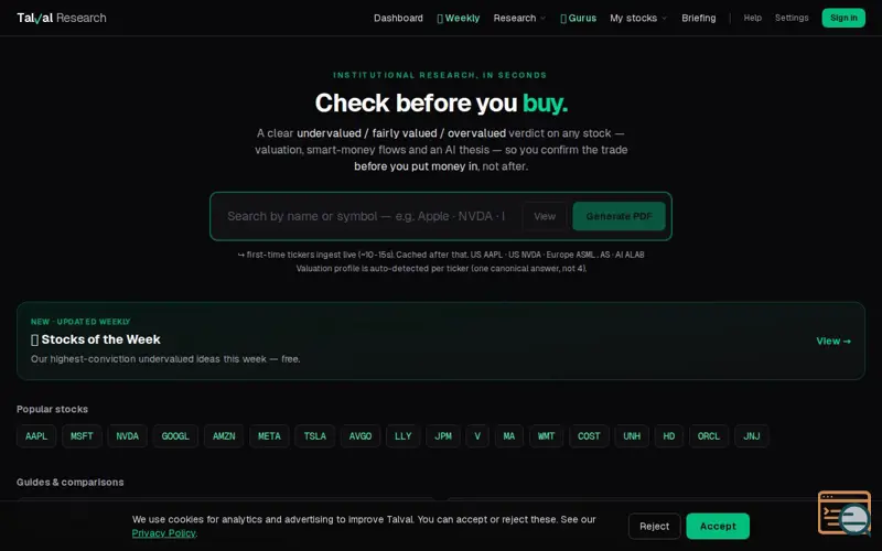 Screenshot of Talval, a launch using Google