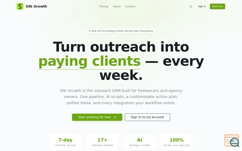 Screenshot of Silk Growth — The CRM for outreach