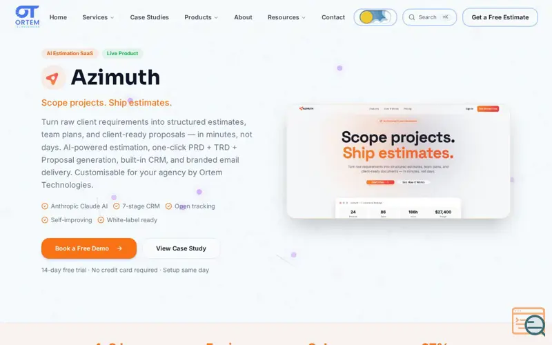 Screenshot of Azimuth, a launch using GoodFirms