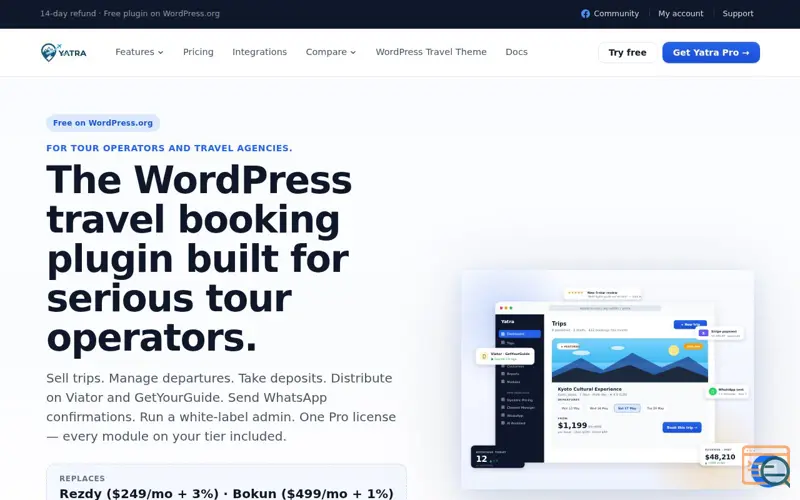 Screenshot of Yatra, a launch using WP Statistics