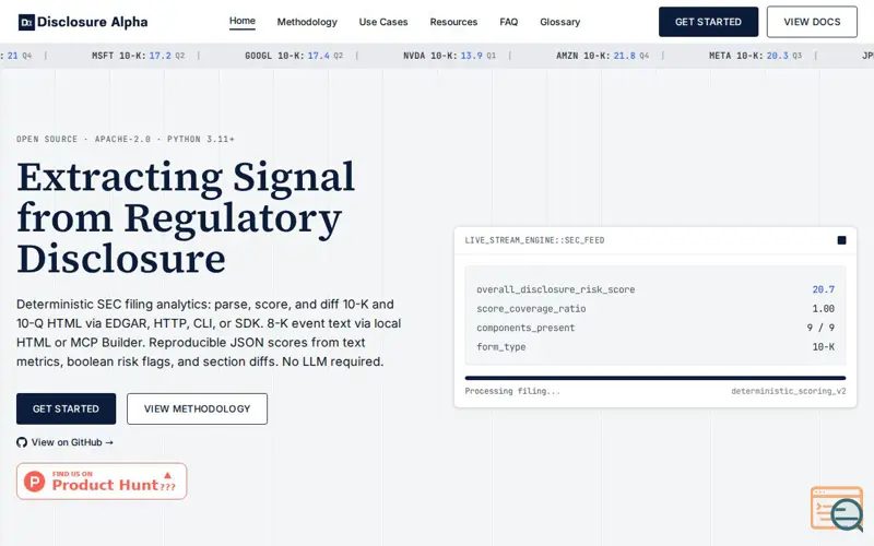 Screenshot of Disclosure Alpha