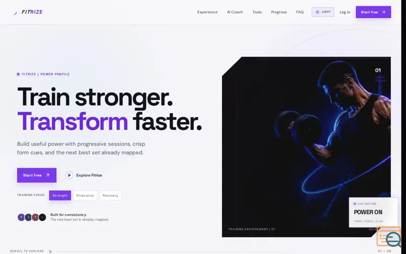 Screenshot of Fitrize