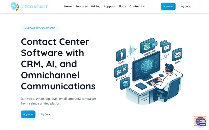 Screenshot of Best contact center software ICTContact, a launch using ICTDesk