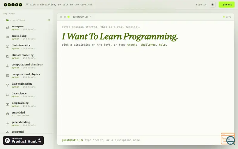 Screenshot of IWTLP - I Want To Learn Programming