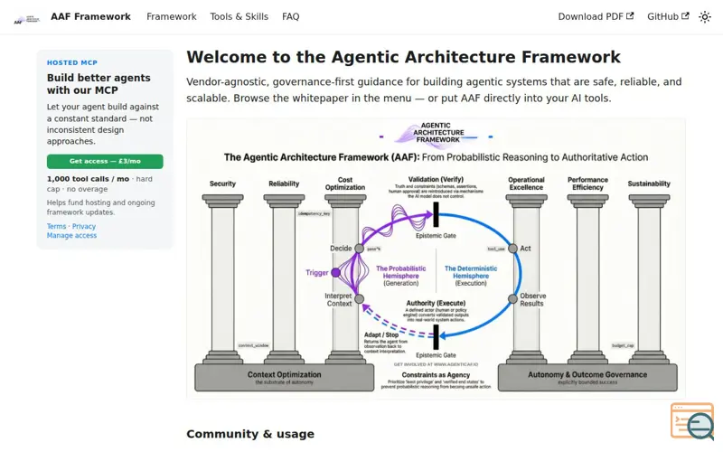 Screenshot of Agentic Architecture Framework 