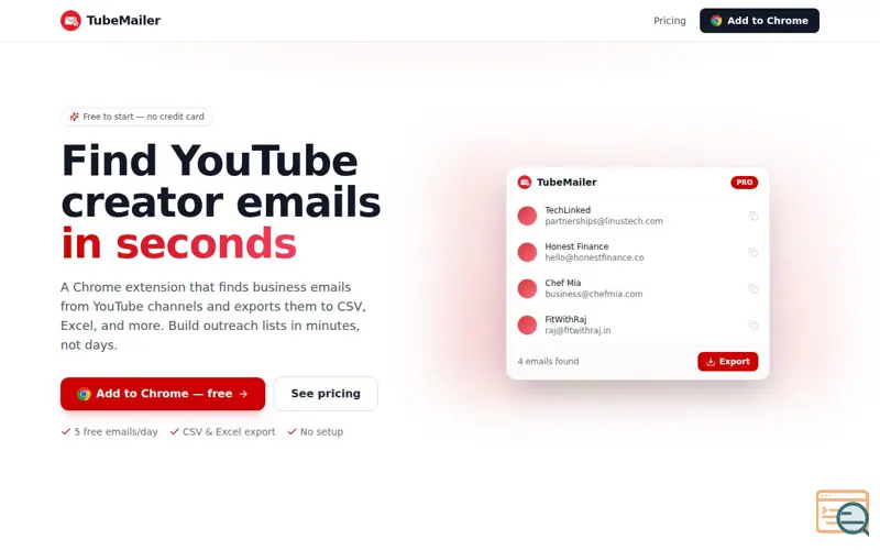 Screenshot of TubeMailer