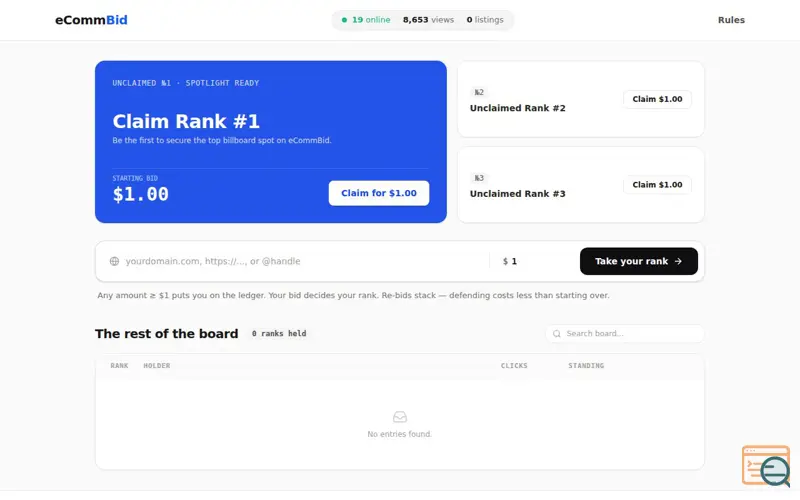 Screenshot of eCommBid
