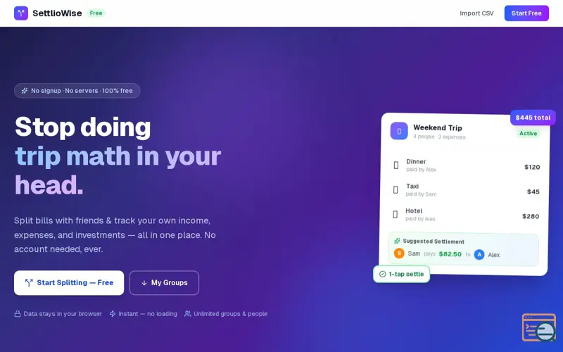 Screenshot of SettlioWise