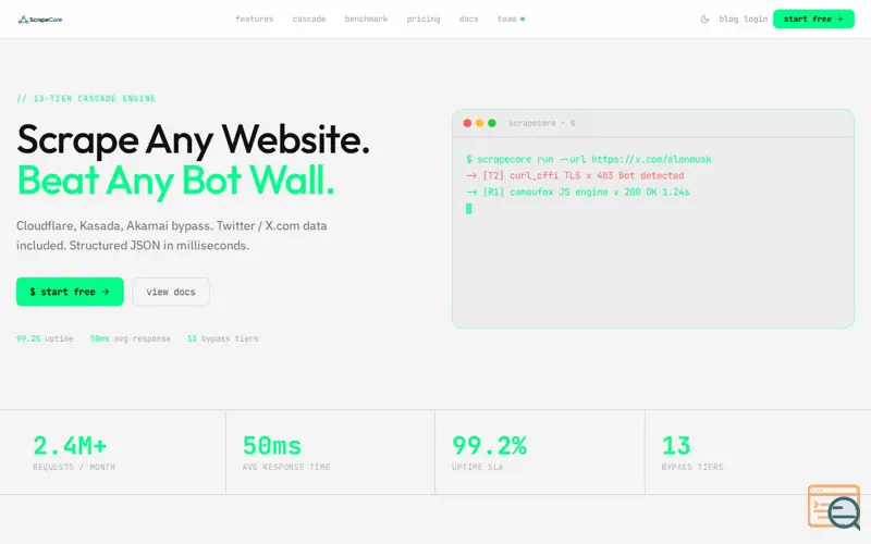 Screenshot of ScrapeCore